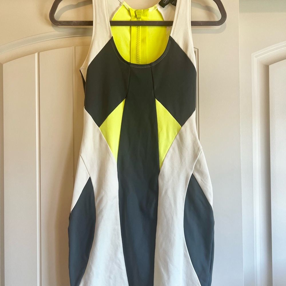 Bebe Neon and White Dress